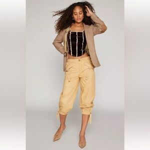 Urban Outfitters UO Kimchi Blue Deena Cotton Khaki Utility Cargo Capri Pants New